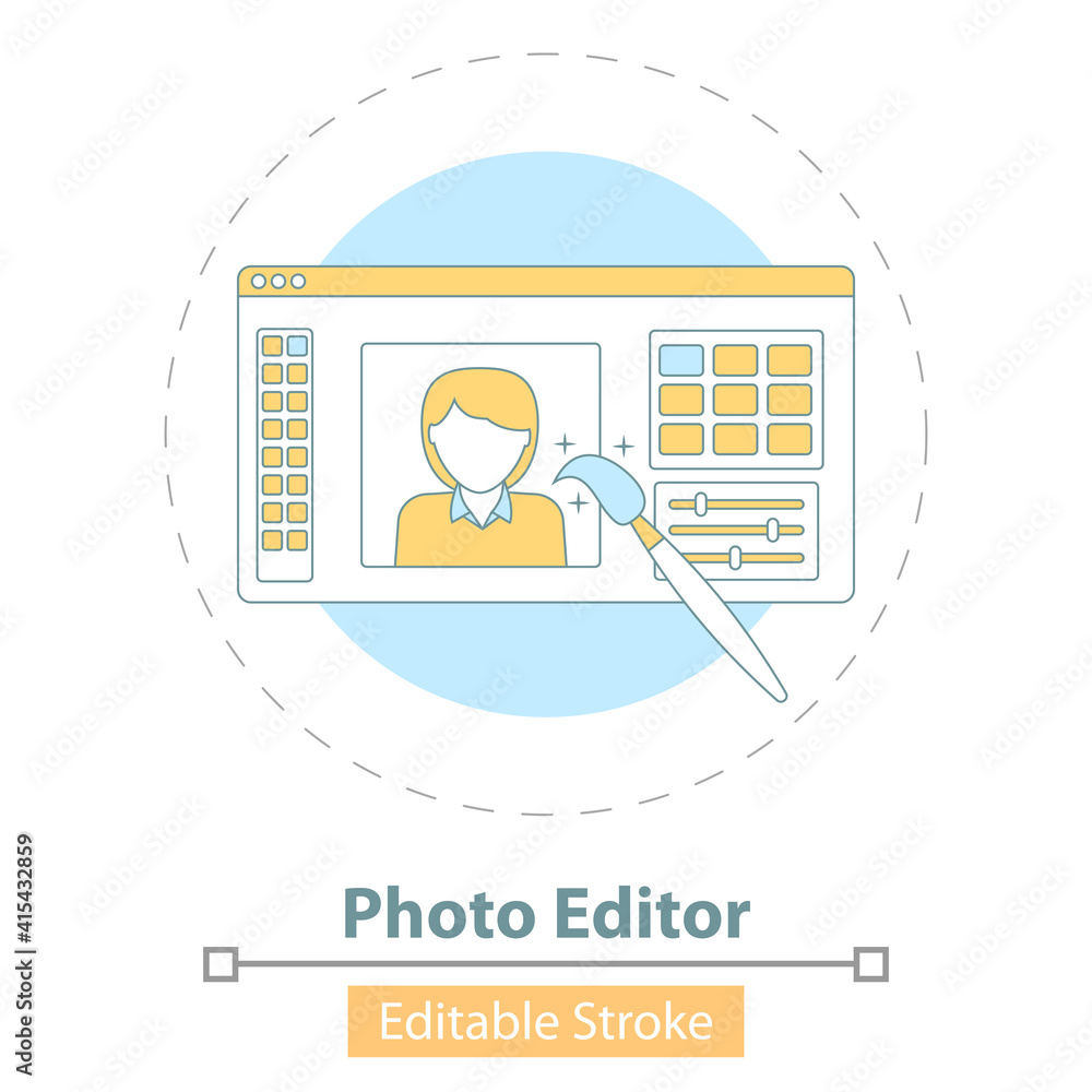 Poster vector icon of photo editor app isolated on white.