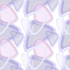 Bright, dynamic, simple, abstract, chaotic geometric print. Light background with colored geometric shapes and lines.