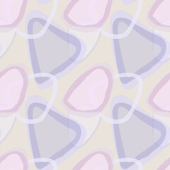 Bright, dynamic, simple, abstract, chaotic geometric print. Light background with colored geometric shapes and lines.