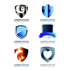 set of abstract shield logo design