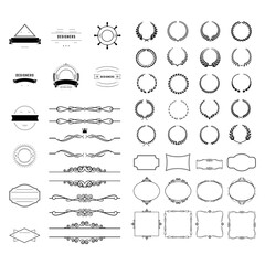 set of retro vintage badge ribbon decorative logo design vector template element