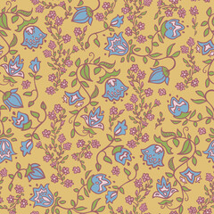 Vector seamless pattern decoration of rose flowers and leaves.