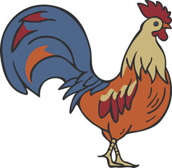 Vector illustration of farm rooster isolated on a white background.