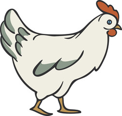 Vector illustration of farm hen isolated on a white background.