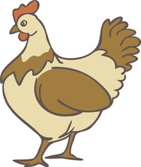 Vector illustration of farm hen isolated on a white background.