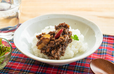 カレーライス　キーマカレー