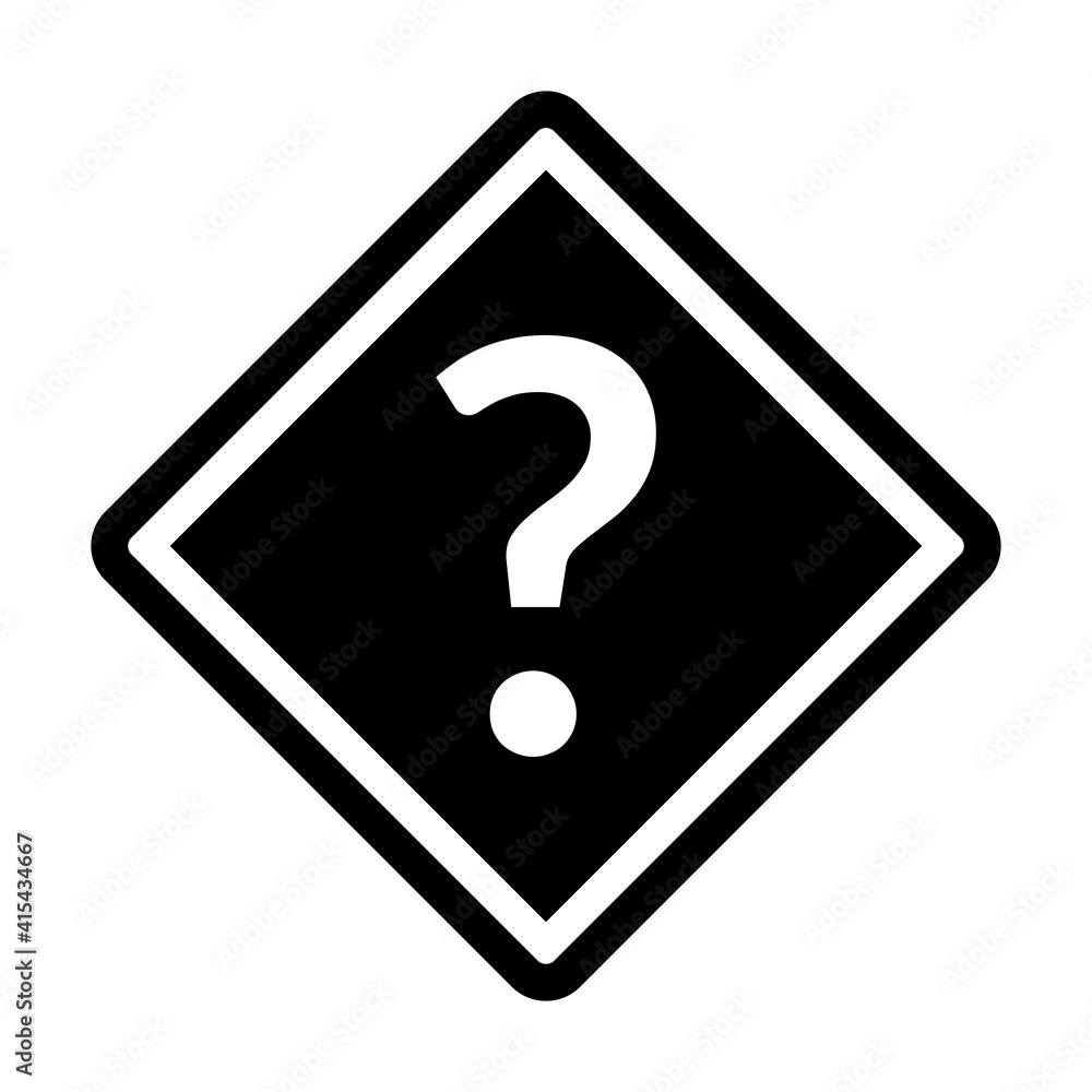Poster question mark icon with a traffic sign style diamond shape. vector image.