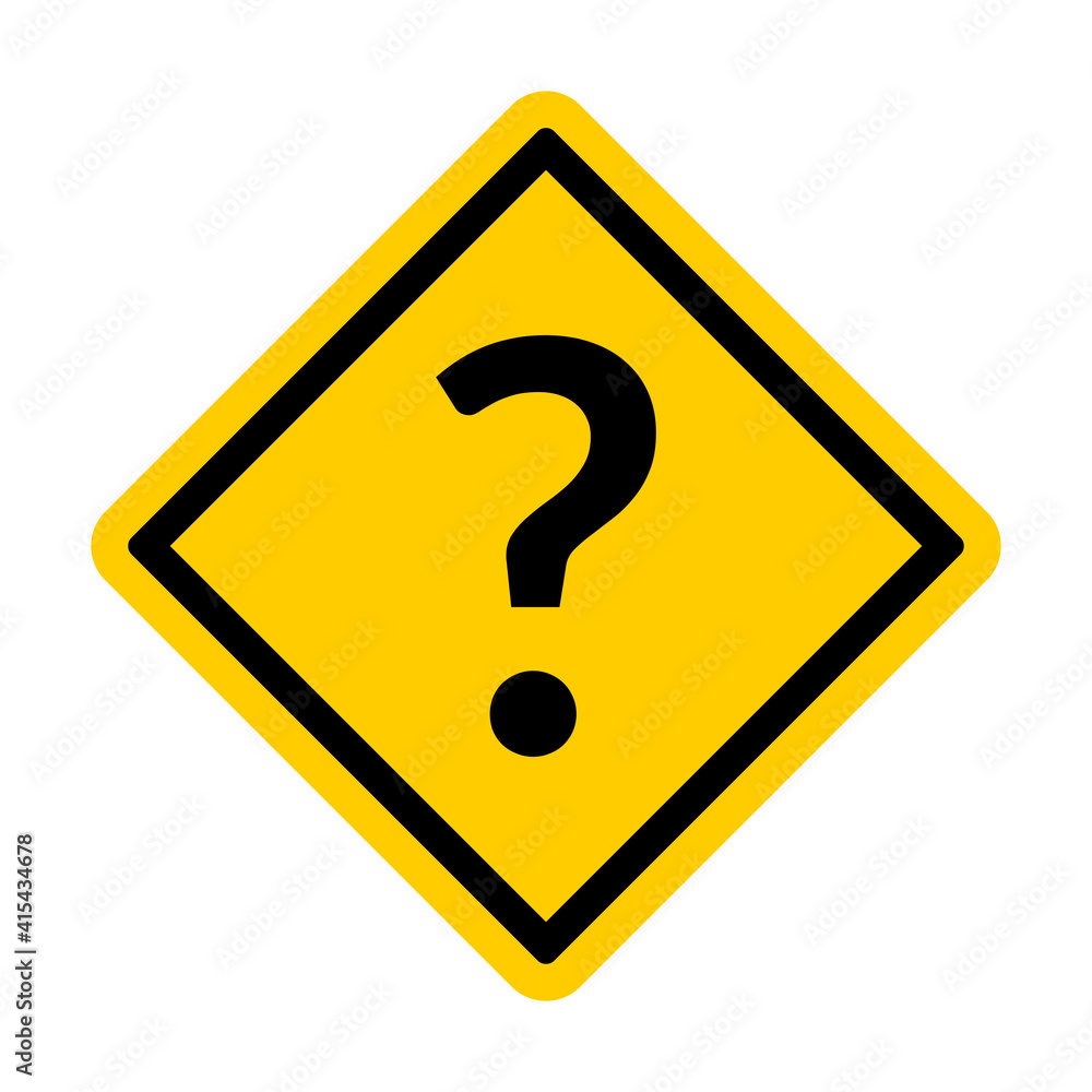 Poster question mark icon with a traffic sign style diamond shape. vector image.