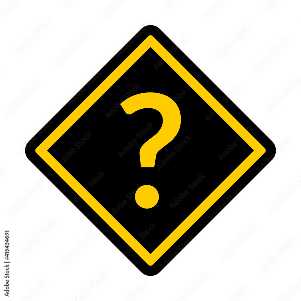 Poster question mark icon with a traffic sign style diamond shape. vector image.
