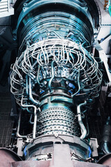 The turbine body with a turbocharger and a fuel supply system to the combustion chamber of the power plant. © Alexander