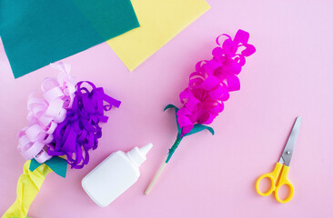 DIY How to make flowers from colored corrugated paper with your own hands, congratulations on mother's day, on birthday, step by step, step 12