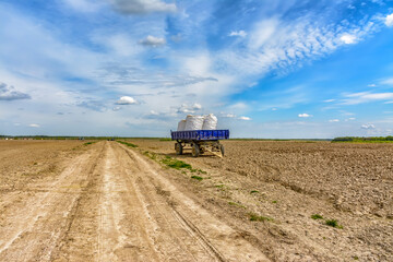 Agricultural work in the field in spring.