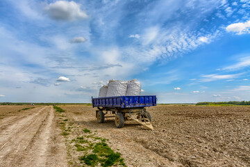 Agricultural work in the field in spring.