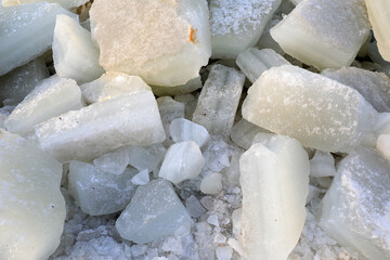 The ice is piled up in an ice cellar, North China