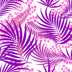 Purple design. Tropical leaves on a white background. © Светлана Губенко