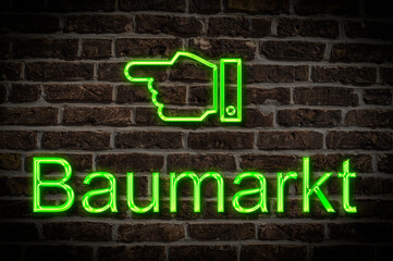 Obraz premium Leuchtreklame Baumarkt