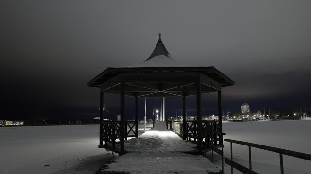 Kanotstadion Nykoping at night.