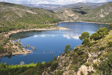Naklejka na ściany i meble Beautiful views of the Loriguilla reservoir in Valencia, Spain
