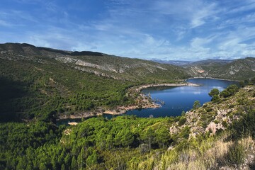 Beautiful views of the Loriguilla reservoir in Valencia, Spain