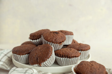 chocolate muffins on a plate