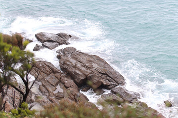 rocks and waves
