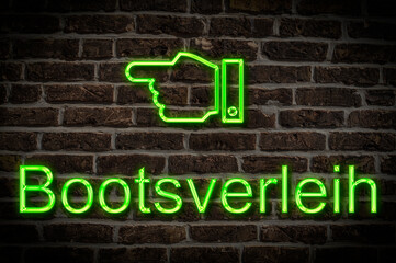 Fototapeta premium Leuchtreklame Bootsverleih