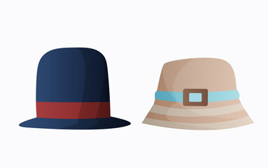 Headwear. Clothes accessories panama headgear. Fashion headwear for ladies and gentlemen vintage or classic. Unisex vintage elegant headwear