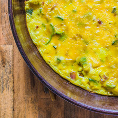 Omelet with eggs, zucchini and cheese