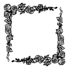 frame with rose floral ornament. Place for text. Retro style