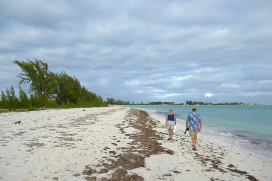 Walking on the white sand at Pomato Point, Anegada, British Virgin Islands