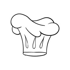 Cook chef hat or cap in outline sketch cartoon style. Coloring vector hand drawn kitchen staff uniform headwear for restaurant or cafe