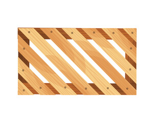 Wooden pallet. Platform for freight transportation. Warehouse platform on white background. Cartoon wood pallet vector icon for web design