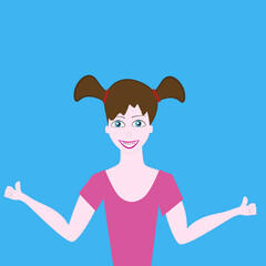 Smiling and positive girl with braces on her teeth.