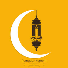 Arabic Calligraphic text of Ramadan Kareem for the Muslim community festival celebration.	
