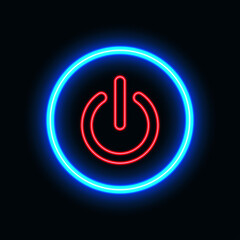 Power on neon icon for website and UI material. vector illustration