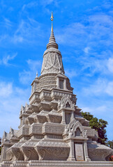Fototapeta premium Stupa of His Majesty Ang Duong near the Silver Pagoda in Phnom Penh, Cambodia