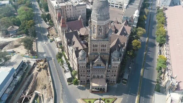An aerial drone shot of the Municipal Corporation of Mumbai during Covid-19 lockdown in Mumbai,India