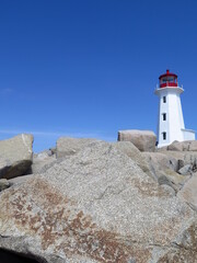 the lighthouse at Peggys Cove in Halifax, Nova Scotia, Canada, April