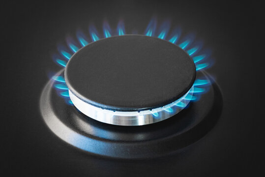 Furnace gas burner close up abstract background.