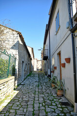 An alley between the old stone houses of Castelpagano, a medieval village in the province of Benevento.