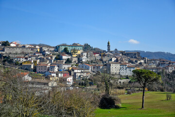 Panoramic view of a medieval village in the province of Benevento, Italy.