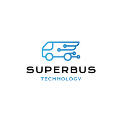 super bus technology logo vector icon illustration simple line style