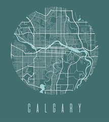 Calgary map poster. Decorative design street map of Calgary city, cityscape aria panorama. - obrazy, fototapety, plakaty