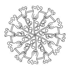 Flower Mandala Coloring Book. Hand drawn vector illustration