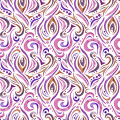 Hand-drawn waves seamless pattern .  Watecolor patterns. Abstract watercolor background in a diamond pattern