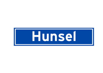 Hunsel isolated Dutch place name sign. City sign from the Netherlands.