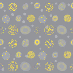 Abstraktes graues gelbes nahtloses Vektormuster im skandinavischen Stil