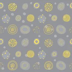 Tapeten Grau Abstraktes graues gelbes nahtloses Vektormuster im skandinavischen Stil