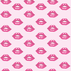 Pattern with lips in pink tones for design
