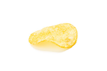 potato chip isolated on white background. beacon chips slice cut out. studio shot